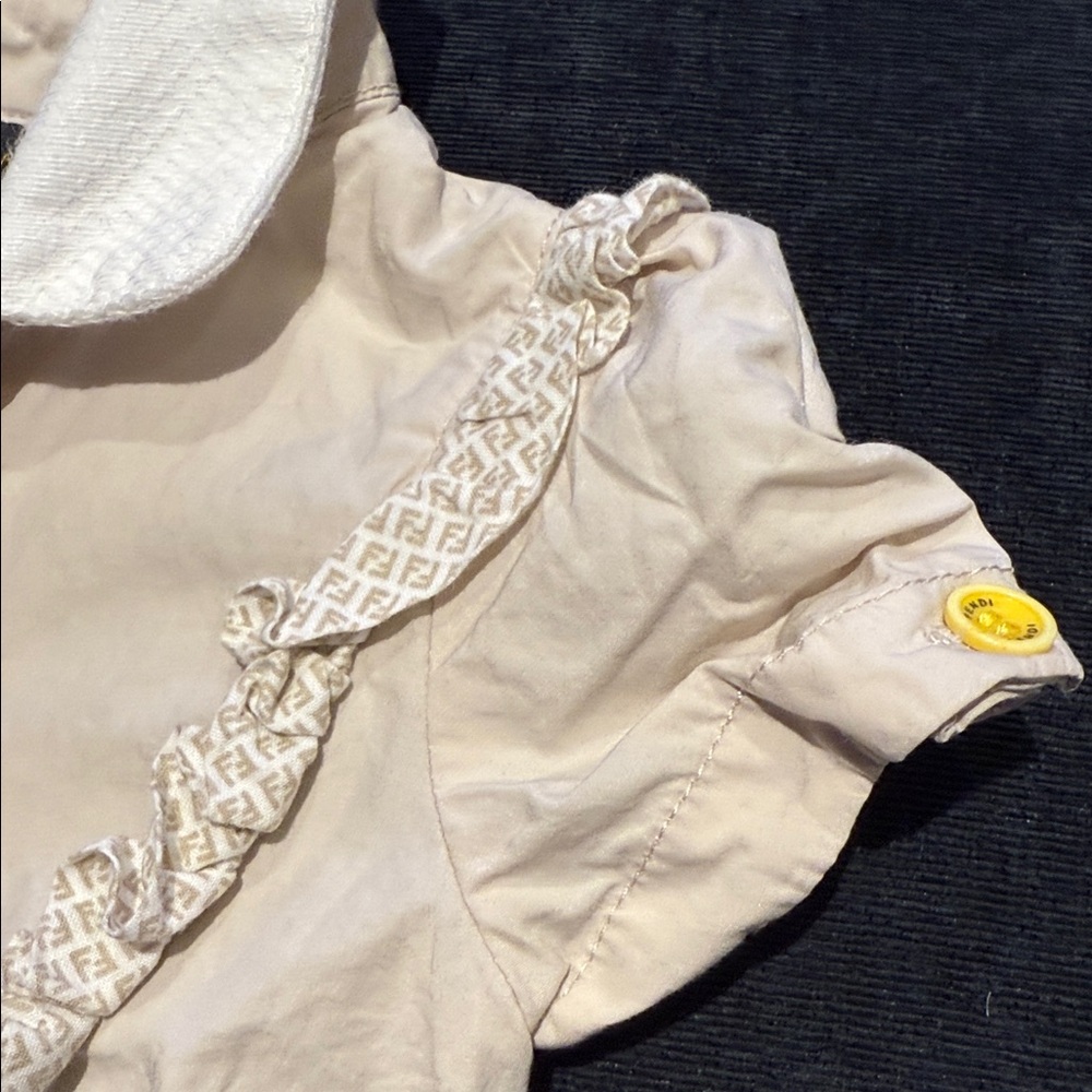 Fendi Beige Kids Dress with White Lace Trim - Picture 7 of 10